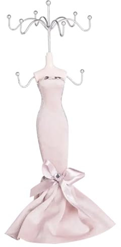 Jorzer Schmuck-Mannequin-Halter 27,9x7,6x7,6 cm bekleideter Puppen-Mannequin-Schmuckhalter für Halsketten Ohrringe und mehr Schmuckständer aus Kunstharz und Gips mit Mehreren Eisenhaken