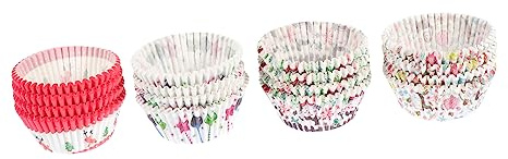 Amosfun 400pièces Caissettes à Muffins Décorées Motifs Noël Résistantes Huile Emballages pour Cupcakes Cuisson Supports Gâteaux