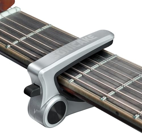 SONICAKE Gitarre Kapodaster Capo Kapo Capodaster für E-Gitarre Akustikgitarre Bass Ukulele Mandoline und Banjo Silber