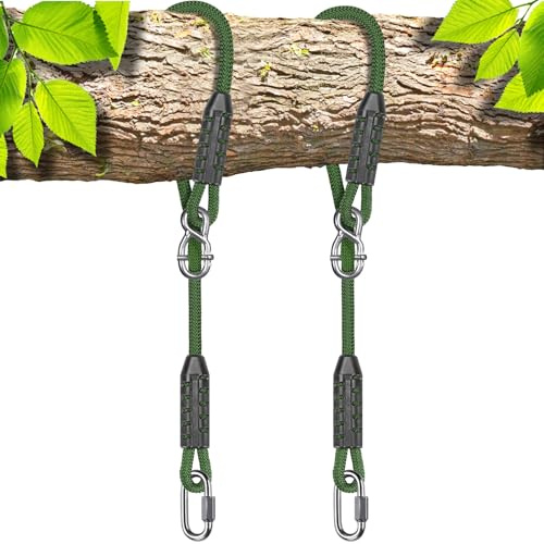 SELEWARE Kit di Cinghie Regolabili per Altalena per Albero da 1,2 m, Kit per Appendere Amaca e sedie a Dondolo, Accessori per parchi Giochi per Interni/Esterni, Verde, Confezione da 2