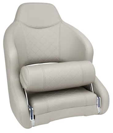 PONTTOR Bootssitz/Bootsstuhl/Steuerstuhl MURR, FlipUp-Funktion, Vinyl Haptik ähnlich Stoff, für Motorboot, Angelboot, Yacht, Boot, Marine (seidengrau)