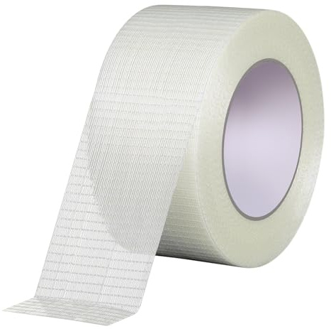 Fantasyon Fibreglass Tape, 50mm Wide, 20m Long, Transparent, Waterproof, Temperature Resistant, Cricket Bat Tape, Reinforced Cross Weave, Strong Adhesion, Ideal for Packaging, Shipping, Storage