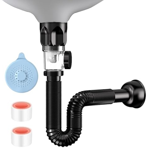 Tuyau de vidange d'évier – Rallonge d'évier robuste | Tube de vidange résistant avec pinces sécurisées | Tuyau de rechange facile à installer pour l'évacuation sous l'évier dans la cuisine, la salle