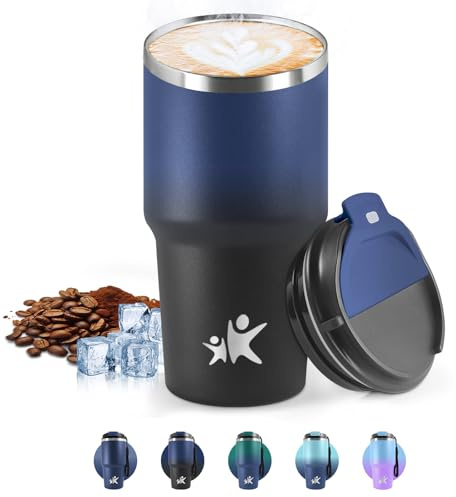 HoneyHolly Termo Cafe 600 ML, Reutilizables, Vaso Termico Cafe Antigoteo para Coche, Acero Inoxidable 304, Taza Termica Para Llevar, Termo Café Hermético para Café Frío y Caliente, Leche y Té
