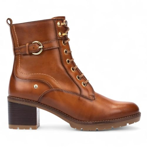 Infinity kvinnors läder mid-Heel Combat Ankle Biker Boots - Llanes, Brandy, 41 EU