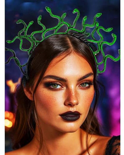 Fashband Medusa Schlangen-Stirnband, griechische Göttin Stirnbänder, Halloween-Haarschmuck für Frauen (Grün, Einheitsgröße)