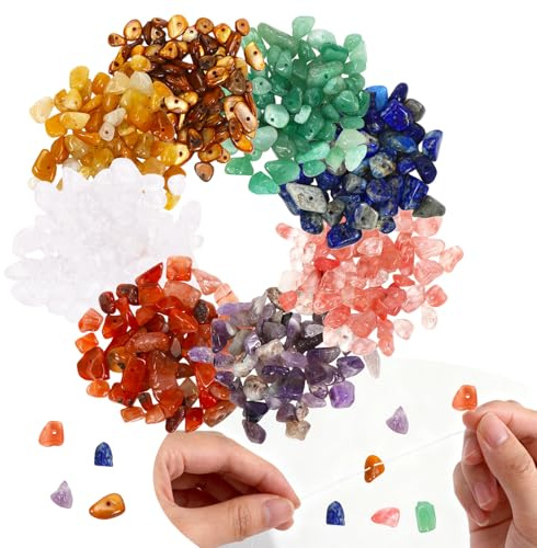 HUKUMA 8 Chakra 400 Stück Natürliche Amazonit Perlen,Kristalle Beads zum Auffädeln, Edelstein Perlen für Armbänder, Schmuck Selber Machen Basteln,Unregelmäßige Gebohrt Edelsteine DIY Ohrringe Schmuck