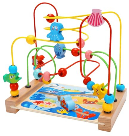 Colorful Roller Coaster – Aktivitätsspiel des Labyrinths aus Holz, Spieltisch Perlen | Lernspielzeug mit sensorischen Eigenschaften, Entwicklungsspielzeug