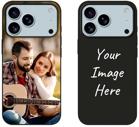Personalisierte Handyhülle für iPhone 17 Pro Max Hülle Personalisiert Foto Bild Digital individuelles Custom Logo Text Namen Schutzhülle Silikon Schwarz Ultradünn Case Umfassender Schutz Kratzfest