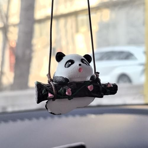Ornements de Voiture, Mignon Panda Pendentif Miroir de Voiture Rétroviseur Ornements Miroir de Accessoires Cadeaux d'anniversaire Décoration Charme Voiture Suspendu
