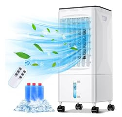Mobile Air Conditioners, 60W AC Unit Portable 3 Speed 1.2 Gallon Water Tank 60°/120°Oscillation 7 Timer Windowless 40dB Qut Evaporative Air Coolers w/ 3 Ice Box for Bedroom, Home, Office