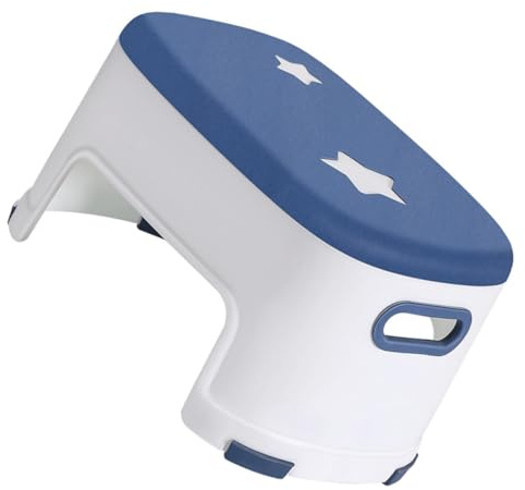 OATIPHO Tabouret de Toilette pour Posture Accroupie Marchepied Stable en Plastique Blanc et Bleu Étoilé Taille pour Adultes et Garçon et Filles Tabouret Multiusage pour Salle de Bain