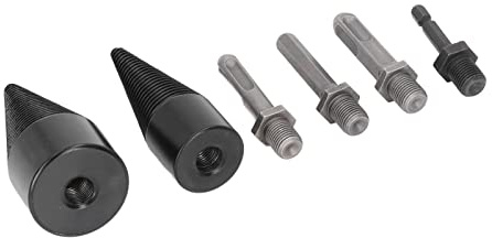 Tomantery Punta da Trapano per Spaccalegna da 32mm 42mm Punta Conica per Spaccatura Efficiente per Campeggio, Elevata Durezza Robusta e Durevole con 4 Manici, Acciaio al Carbonio