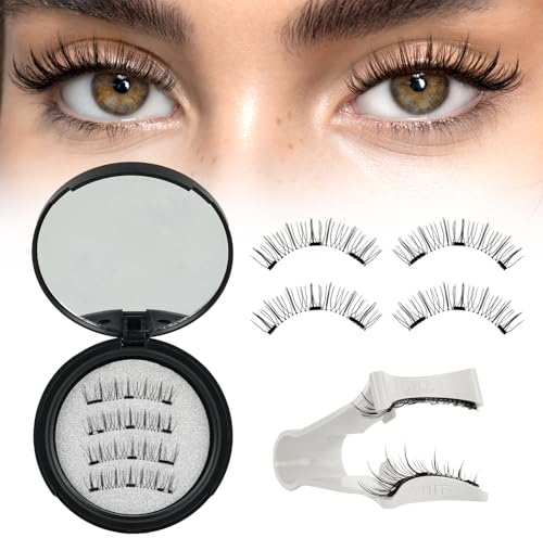 Higu clace Magnetische Wimpern,Magnet Wimpern Ohne Eyeliner,Magnetische Wimpern mit Applikator,Wimpern Magnetisch Natürlicher Look,Kein Kleber erforderlich Wimpern Magnetic(BLACK-A3)