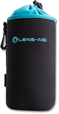 LENS-AID Neopren Objektivbeutel mit Fleece-Fütterung als Set oder einzeln Objektivtasche BZW. Köcher als Schutz für Objektiv, Blitz, Monitor, Kamera-Zubehör - L