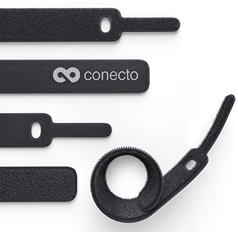 conecto Klett Kabelbinder 15cm Klettband mit Loop - Kabelmanagement Kabelorganizer Klettkabelbinder Klettverschluss schwarz, 30 Stk.