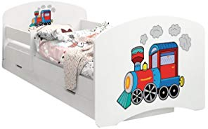 Happy Babies - Doppelseitiges Kinderbett MIT SCHUBLADE Modernes Design mit sicheren Kanten und Absturzsicherung Schaumstoffmatratze 7 cm. (140x70, 20. Zug)