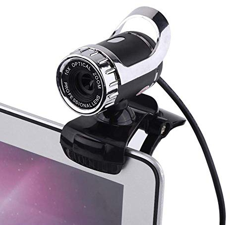 Exblue Webcam PC, Webcam à Clipser 12M Pixels avec Microphone intégré Support Rotatif à 360 degrés Caméra USB 2.0 pour Enregistrement de conférence vidéo(Argent)