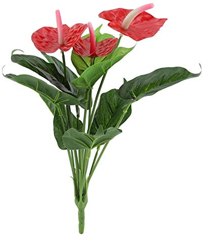 Socobeta Kunststoff Künstliche Pflanze Rote Anthurium Blumen Gefälschte Pflanze Zart Für Wohnkultur Für DIY Bouquet Anthurium Clarinervium Paradiesvogel Pflanze