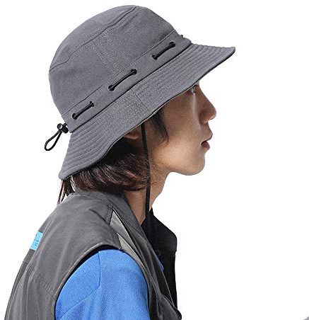 CLAPE UV Schutz Baumwolle Sonnenhut Herren Faltbar Fischerhut Damen Winddicht Outdoor Safari Hut mit Kinnband Atmungsaktiv Buschhut für Camping Reisen Angeln