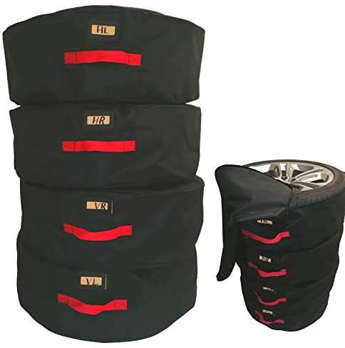 Aves-24 REIFENTASCHE Reifenabdeckung 4 Stück Set mit Tragegriff Winterreifen Sommerreifen Schutzhülle Reißverschluss Wasserdicht Reifentaschen-Set Universal 15 16 17 18 19 Zoll Reifentaschen (XL)