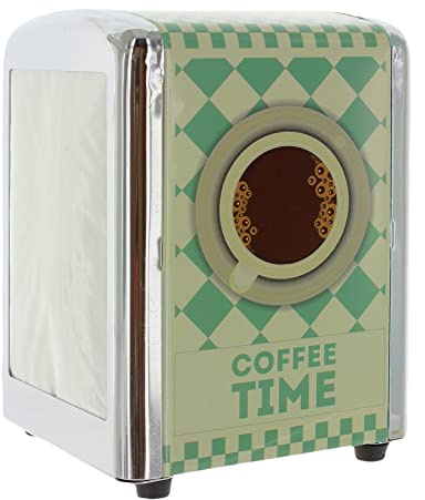 Serviettenspender Diner Serviettenhalter mit Retro-Logo, ca. 14,5 x 10,5 x 9,5 cm, inkl. 60 Servietten (Coffee Time)