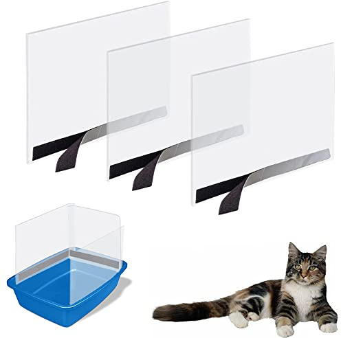 Oncpcare Paquete de 3 Cajas de Arena para Gatos, Protectores de orina, Parte Superior Abierta de Lado Alto, protección de Arena para Gatitos (Caja de Arena no incluida)