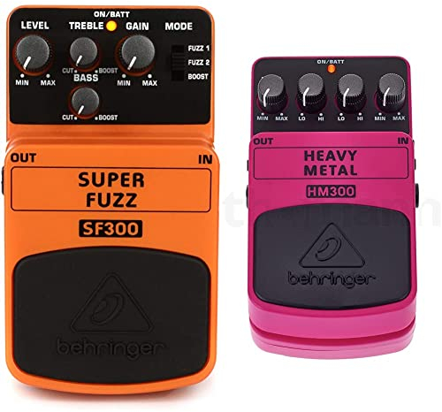 Behringer SUPER FUZZ SF300 3-Mode Fuzz Distortion Effektpedal & HM300 Heavy-Metal-Distortion-Effektpedal