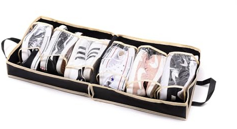 Foldable Travel Shoe Storage Bag – Portable Organiser Holds Up to 6 Pairs – Dustproof Zip Case with Handles – Compact Luggage Packing Solution for Home or Holiday – Multiple Colours (Black)