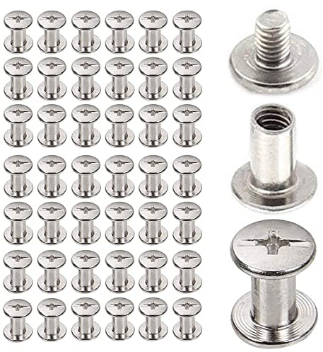 45 Stück Buchschrauben Chicago Schrauben 304 Edelstahl Rostfreier Stahl Kreuzschraube Nieten für DIY Lederdekoration Buchbinderei (5x12 mm,45 Stück)