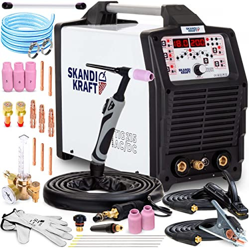 SKANDI KRAFT® iSimple TIG 215 AC DC Poste à souder Inventaire HF - TIG AC/DC, MMA230V 200A Poste à souder inverter, Machine à Souder électrique SET BASIC