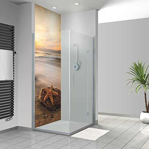 WANDFREUDE individuelle Duschrückwand Aluverbundplatte auf Maß (1 Stück - Seestern - Seidenmatt) – Dusche Wandverkleidung Duschwandverkleidung Duschrückwände