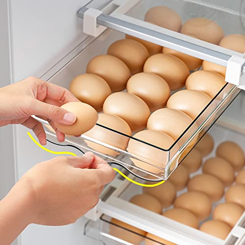 LOMUG Organizador de huevos para frigorífico, Cajón de Organización para Nevera,Huevo Caja de Almacenamiento,Encargarse de Cajones Hueveras para Frigorífico,Soporte para Huevos para Cocina,Frigorífico