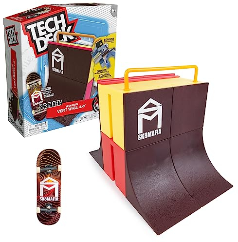 TECH DECK - Finger-Skate – Starter Set X-Connect SK8MAFIA Grün Wall – Tech Deck Skatepark 100% anpassbar zum Bauen und Personalisieren + 1 Exklusives Finger-Skateboard – Mini-Skateboard – Spielzeug