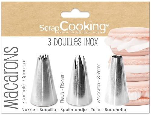 ScrapCooking - 3 Douilles Pâtisserie pour Macarons - Douilles en Inox Qualité Professionnelle - Embouts Poches à Douille - Décoration Gâteau Dessert - 1832