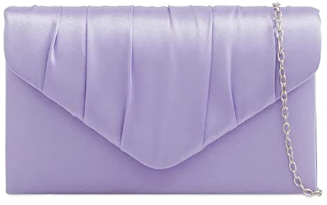 fi9® Bolso de mano de satén para mujer, para fiesta, graduación, novia, noche, Lila, medium