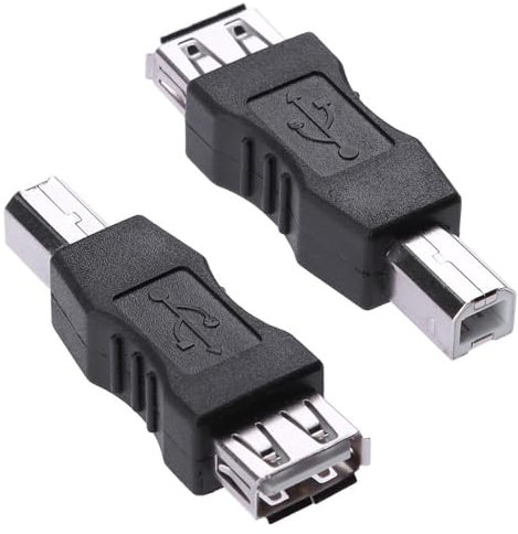 Herfair Adattatore da USB A a B, USB 2.0 A femmina a USB B, convertitore maschio per stampante, scanner, fax, altro (USB A femmina a B maschio, confezione da 2)