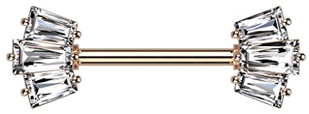 beyoutifulthings Brustwarzen-piercing Roségold Krone Baguette-Schliff Zirkonia Clear Brust-piercing Nippel-piercing Chirurgenstahl Stab 14-mm