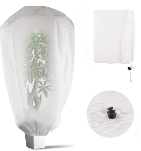 COEKI Pflanzenschutz Winter 80x100cm, Winterschutz für Kübelpflanzen 80g/㎡ Frostschutz für Pflanzen mit Reißverschluss & Zugband, Reißfest Winterschutzvlies Schutzhaube für Palmen, Olivenbaum