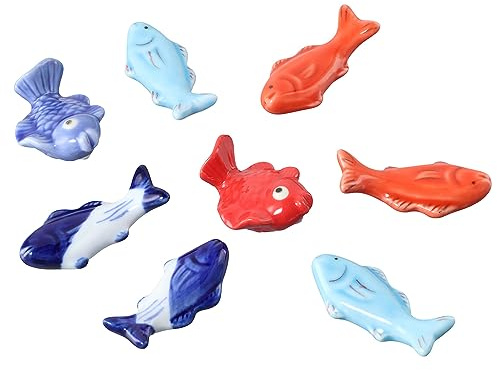 Vctitil 8Pcs/set Chopsticks Holder Ceramic Chopstick Rest Fish Shape Chopsticks Rack for Knife Holder Dinnerware Stand Decoration(Multi)