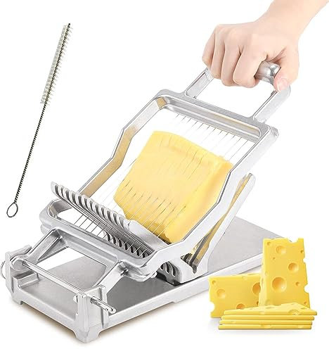 QUTBAG Cortadora Manual de Pan de Queso, Cortador de Queso Comercial de 1 cm y 2 cm, Herramientas de Cocina de Acero Inoxidable para Hornear Queso, Mantequilla, Tostadas y fiambres 10+20mm