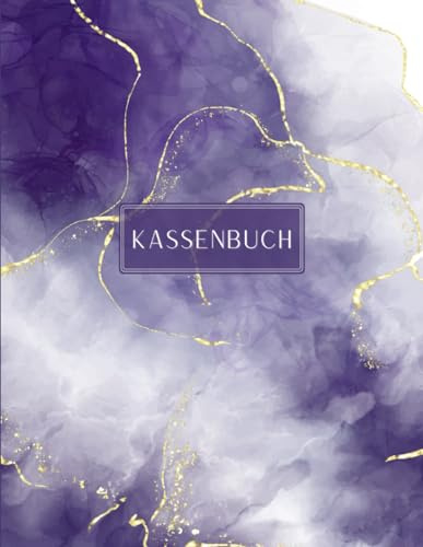 Kassenbuch lila marmoriert | DIN A4 | 120 Seiten, 60 Blatt | einfaches Einnahmen-Ausgaben Buch: ideal für Kleinunternehmer, Kleingewerbe, Selbstständige, Haushalt, Vereine