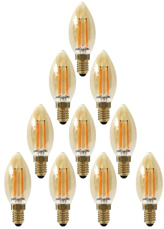 paul russells LED Filament Candle – Dimmable Small Edison Screw E14 Light Bulbs, 4.5Watt 423LM C35 Bulbs, 40w Equivalent, 2200K Extra Warm White Dimmer SES Energy Saving Chandelier Lamps, 10 Pack