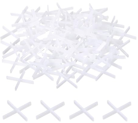sourcing map 300Pcs Tile Spacers 1mm 3/64 Wall Floor Tile Plastic Cross Spacer for Ceramic Tile Installation, White