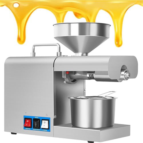 ExoticaBlend Automatische Ölpresse 820 W, elektrischer Ölextraktor, Edelstahl in Lebensmittelqualität, für Erdnuss-Sonnenblumen-Sesam, 5 kg/h