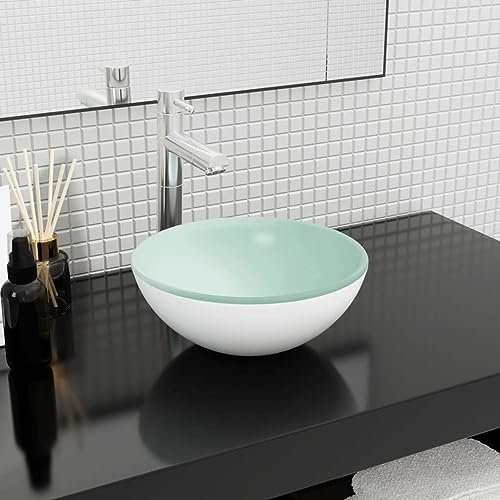 ZEYUAN Lavabo de Vidrio Templado Blanco 30x12 cm, Fregadero, Lavabo Baño, Lavamanos Baño, Lavatorio Casa De Banho, Mueble Lavabo sobre Encimera