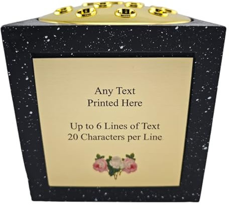 [Custom] Personalised Printed Black Stone Effect Memorial Rose Bowl Grave Marker Flower Pot Vase With Flower Design D6