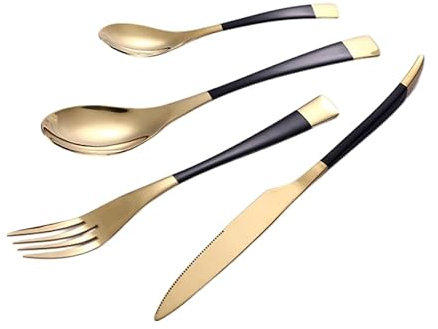 Set De Couvert 4Pcs En Acier Inoxydable Queue De Poisson Poignée Couverts Ensemble Couteau Fourchette Cuillère Couverts Steak Couteau Fruits Fourchette Cuillère Or