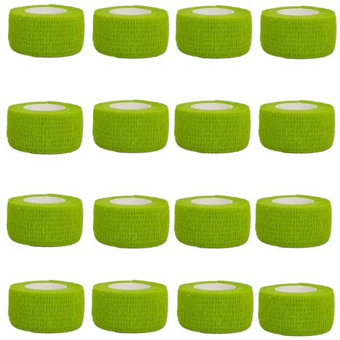 16 Rollen Selbsthaftende Bandage Tape Haftbandage Verband Hund Bandagen Tierische Bandagen Pflasterverband Fixierbinde Elastische Selbstklebender Für Finger Zehen 2.5cm X 4.5m (Grün)