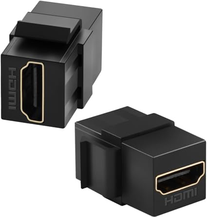 QIANRENON HDMI 2.0 keystone modul HD display coupler 4K HDMI-uttag till hona keystone panel 180° vinkel anslutning HDMI keystone väggplattor HDTV uttag adapter, för väggplatta, svart, 2 st